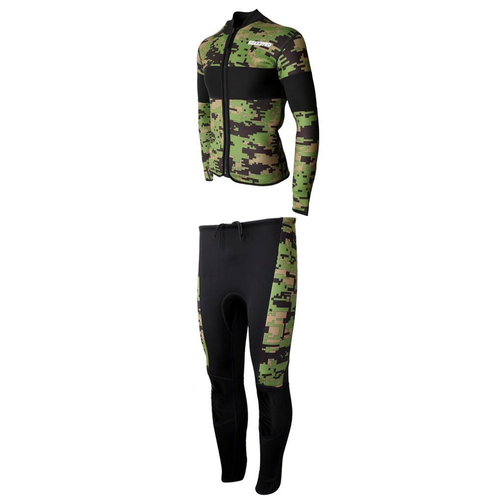 2.5mm Neoprene Scuba Diving Wetsuit Top Snorkel Surf Jacket with Pants S