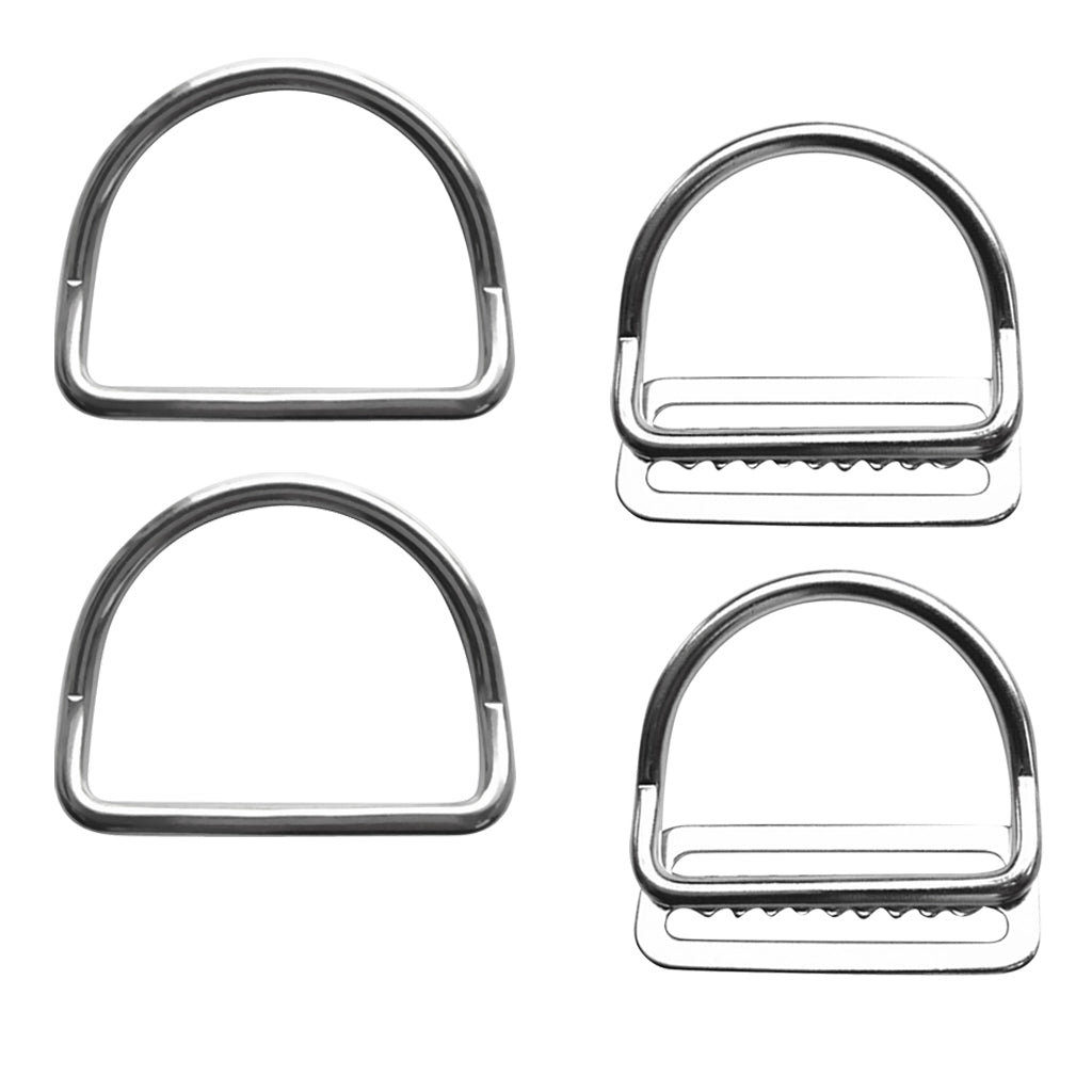 4 Pieces 316 Stainless Steel Scuba Diving Weight Belt Keeper Bent D Ring