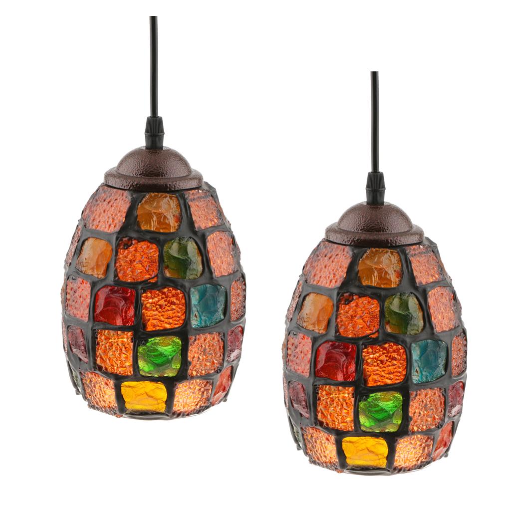 2Pcs Retro Colorful Ceiling Pendant Lamp Light Chandelier Shade Lampshade 1#