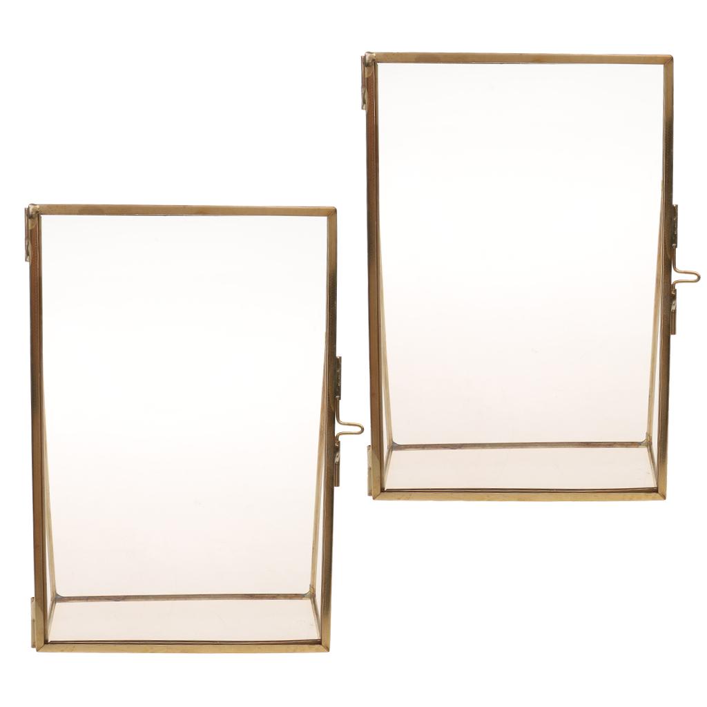 2pcs/Set Antique Gold Glass Photo Picture Frame Portrait Home Decoration