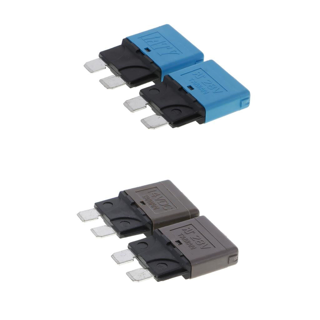 4 Pieces Automatic Resettable Fuse Auto Circuit Breaker Blade Blue & Brown
