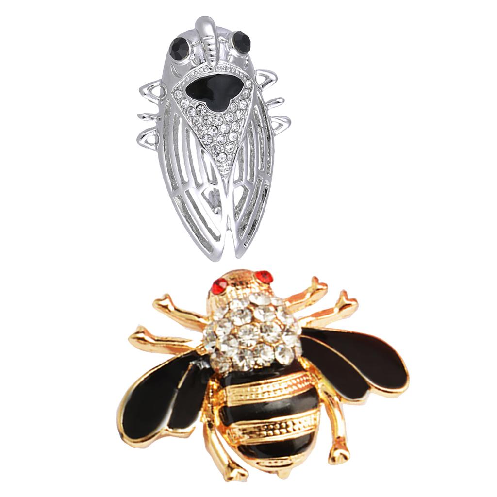 2Pcs Cute Colorful 3D Insect Cicida Bug Bee Shaped Brooch Pin for Women Men