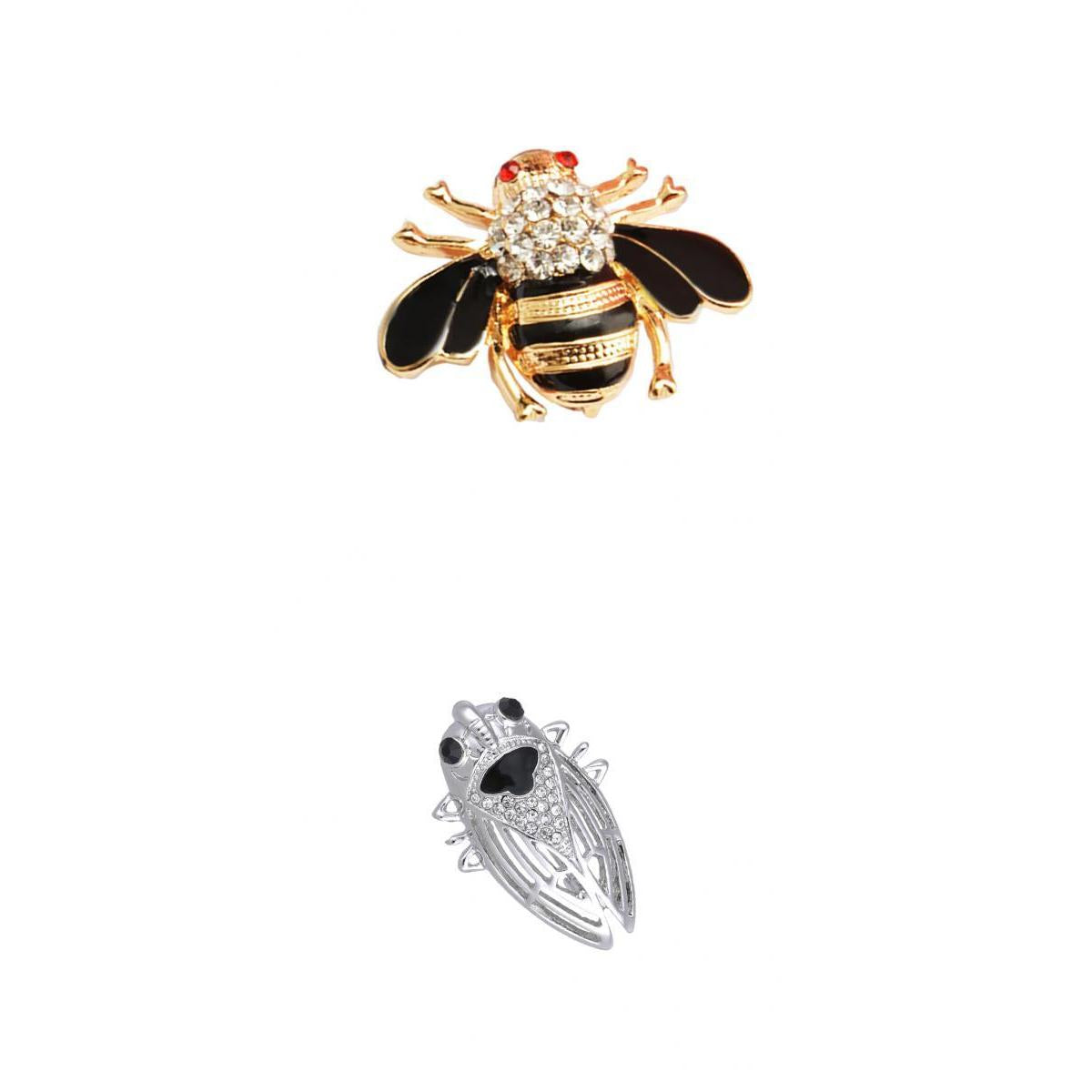 2Pcs Cute Colorful 3D Insect Cicida Bug Bee Shaped Brooch Pin for Women Men