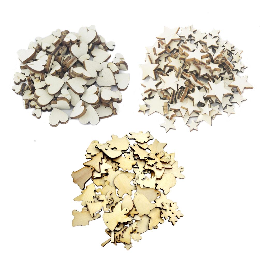 250pcs Assorted Sizes Shapes Natural Wood Pieces for Cardmaking Scrapbooking