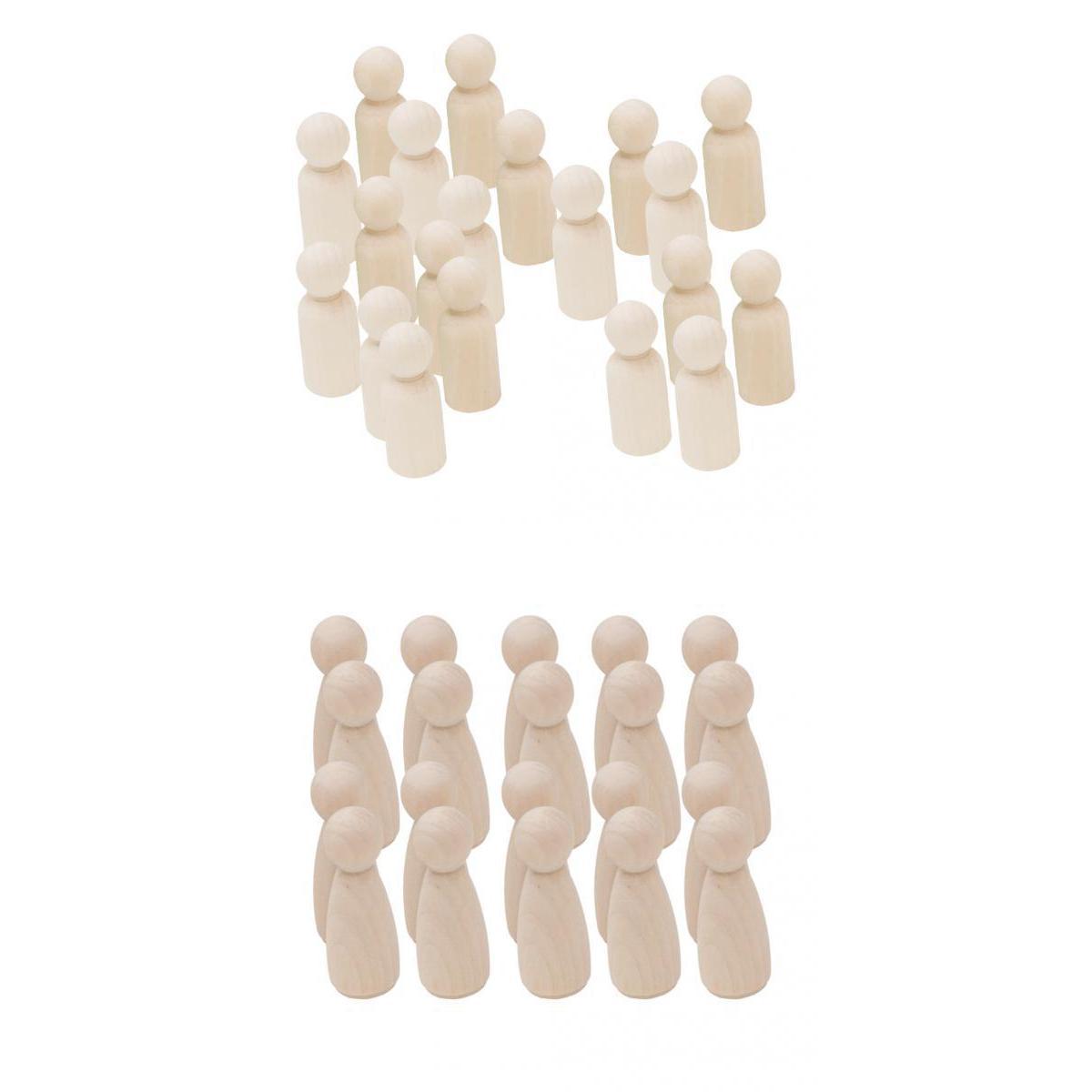 40 Pieces Natural Blank DIY Wood People Peg Dolls Wedding Cake Topper Craft