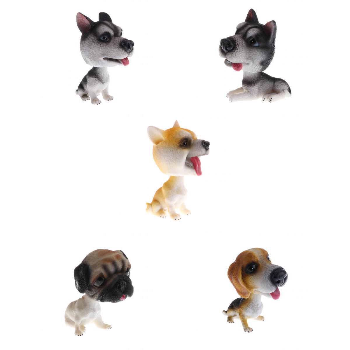 5 Set Shaking Head Doll Dog Nodding Puppy Model Home Car Decor Ornaments