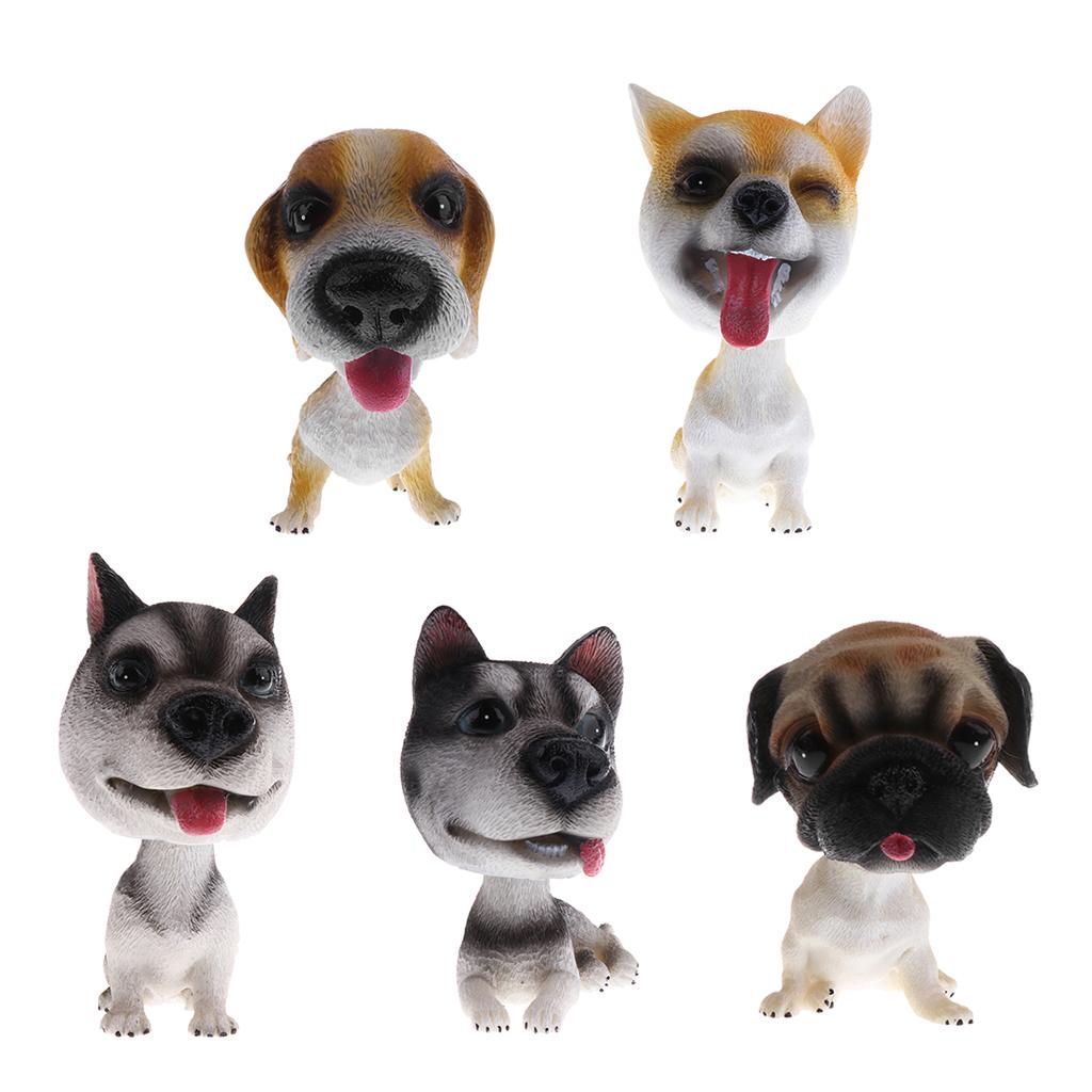 5 Set Shaking Head Doll Dog Nodding Puppy Model Home Car Decor Ornaments