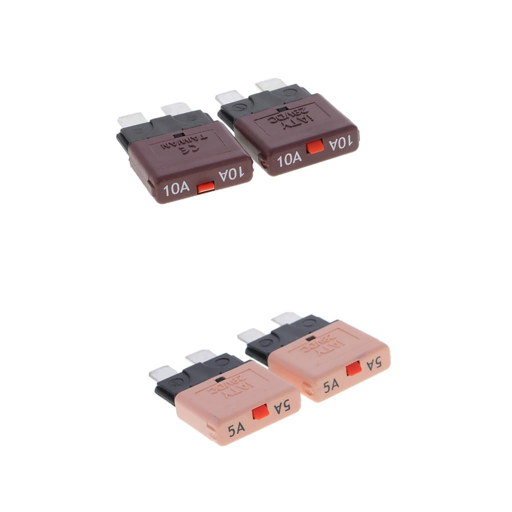 4Pcs 28V 10A+5A Auto Car Truck Boat Mini Blade Fuses Manual Circuit Breaker