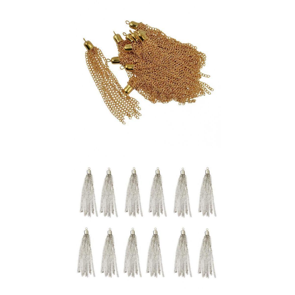 24pcs Silver Gold Plated Brass Tassel Charms Pendants Jewelry Making Finding