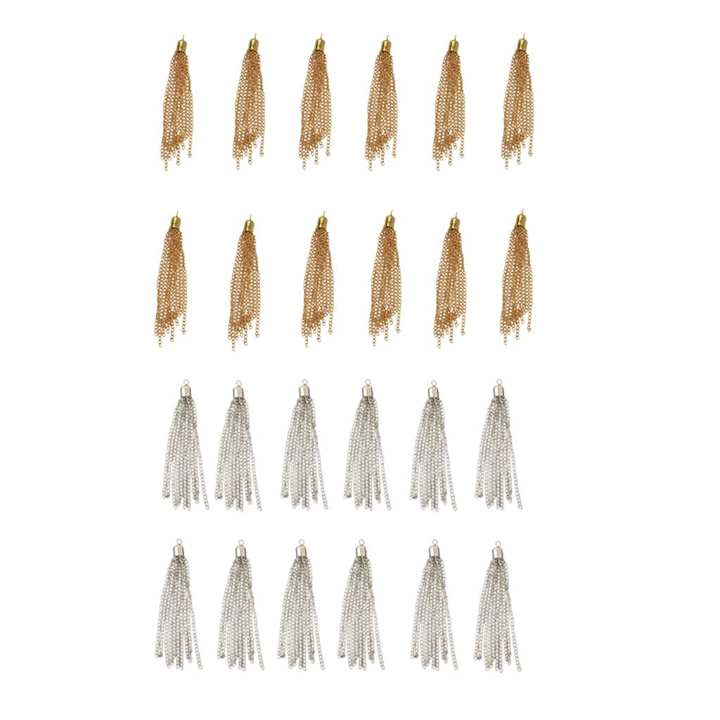 24pcs Silver Gold Plated Brass Tassel Charms Pendants Jewelry Making Finding