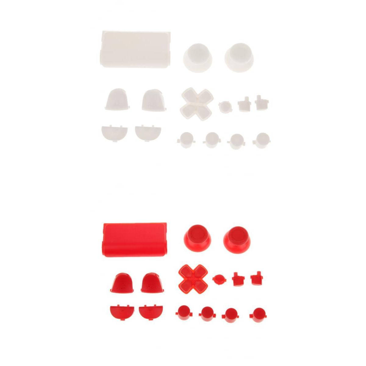 2 Set L2 R2 L1 R1 Grip Caps Buttons Mod for Sony PS4 Controller White+Red