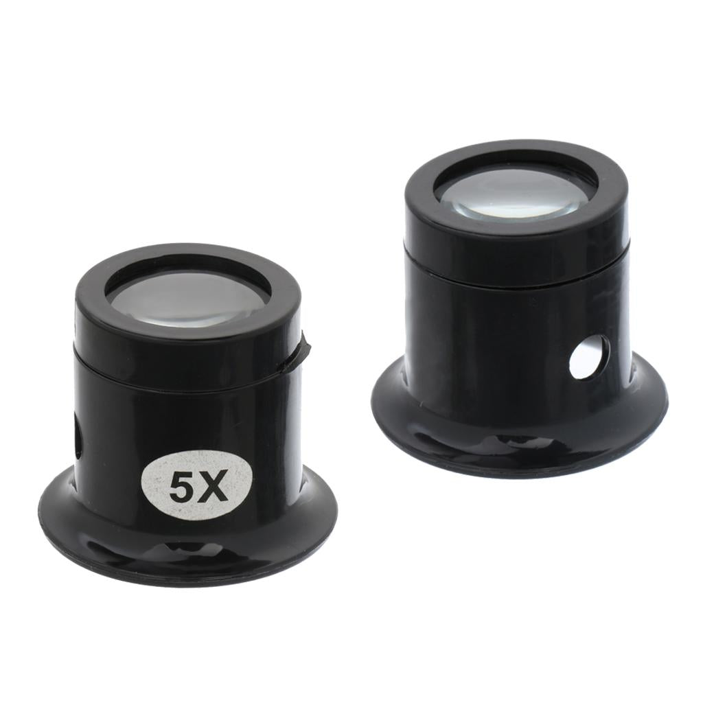 2pcs Watch Repair Eye Magnifier Loupe 10X 5X Jeweler Loupe Magnifing Tools