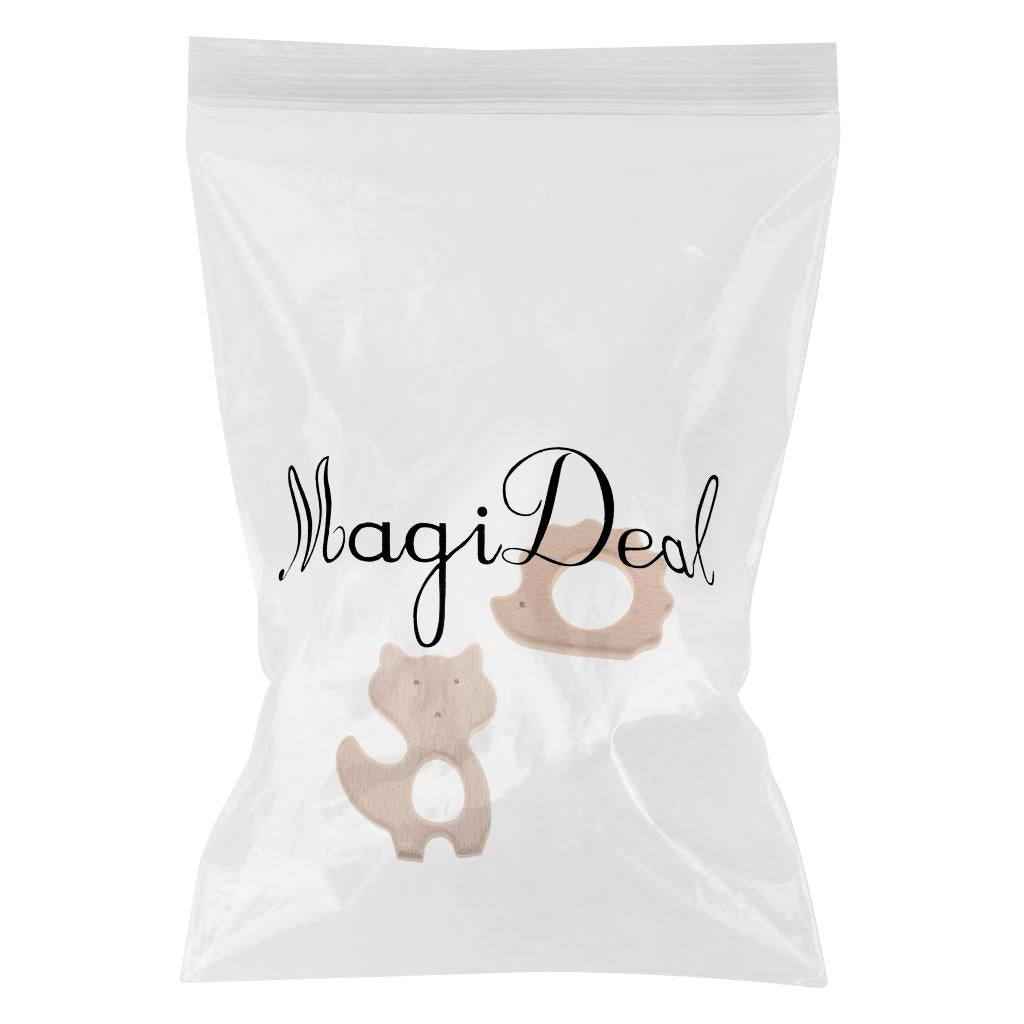 2 pcs Baby Teether Teething Ring Pendants Wooden Hedgehog lowrie Shape