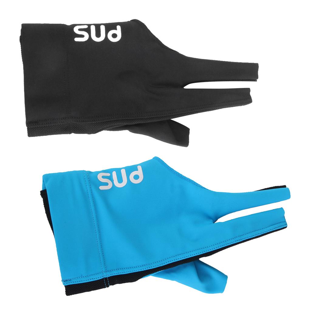 2 Pieces Left Hand Three Finger Spandex Pool Snooker Billiard Cue Glove