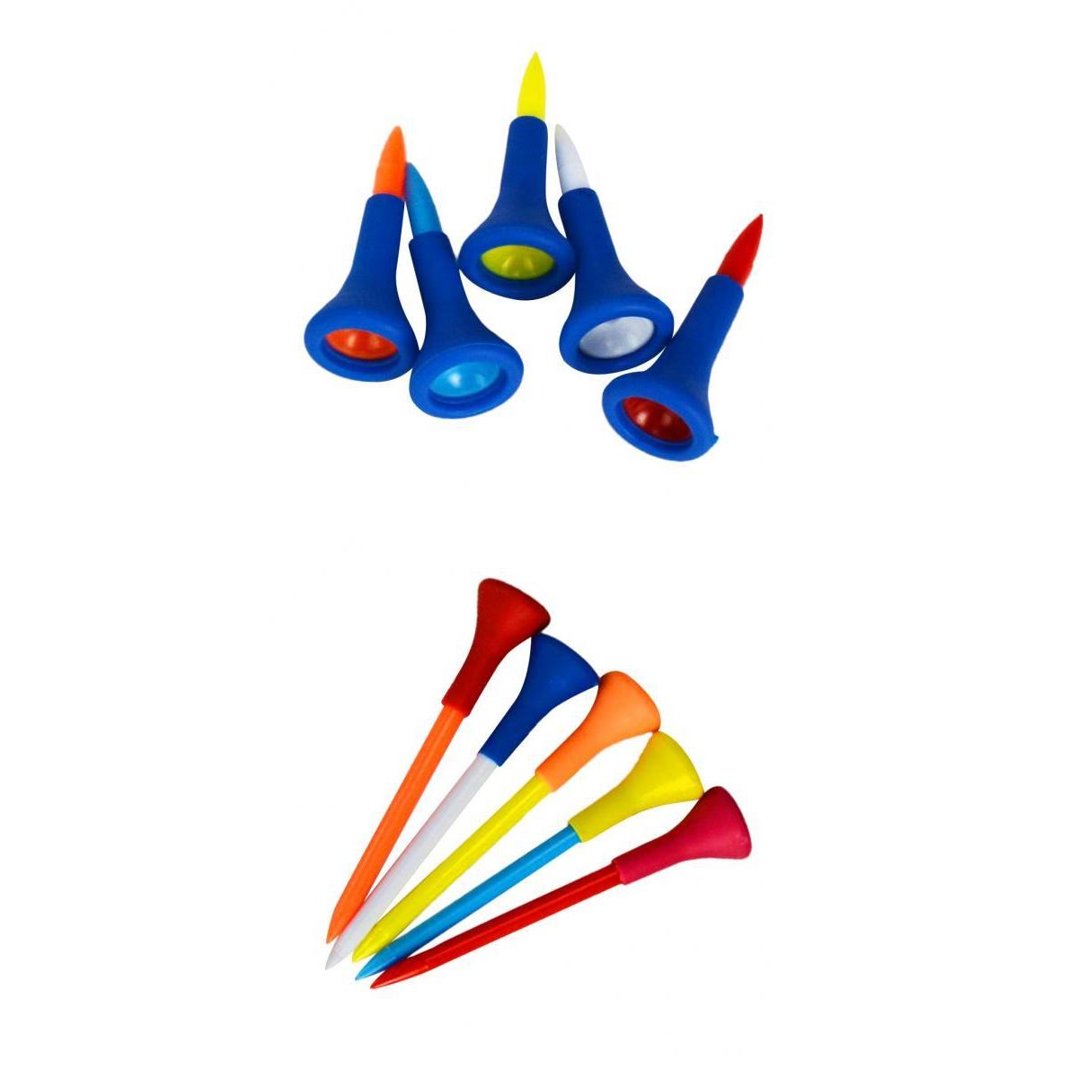 10 Pieces Durable Rubber Cushion Top Golf Tees Random Color 42mm + 83mm