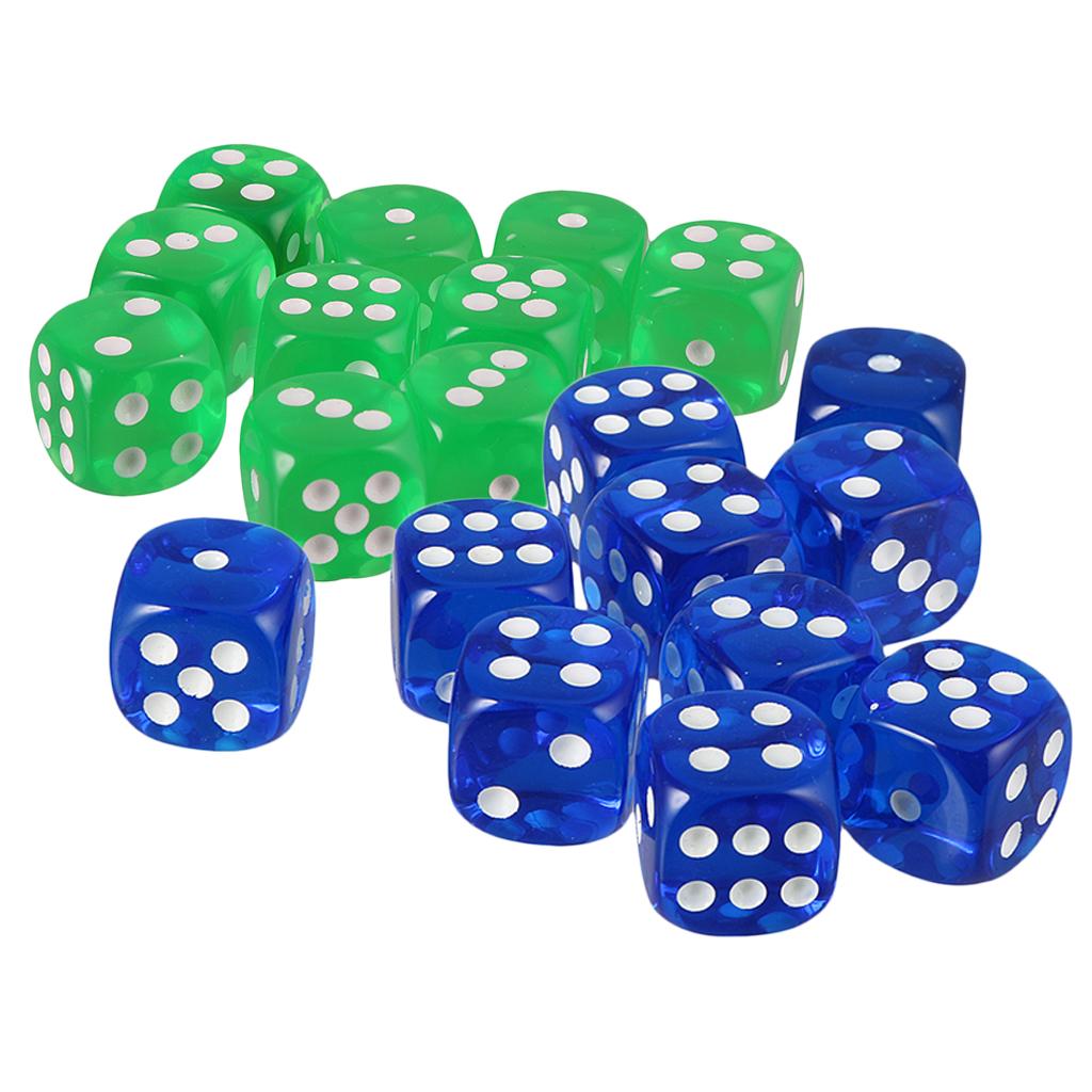 20pcs Acrylic Six Sided D6 Dices Dies for D&D RPG Party Board Game Accs