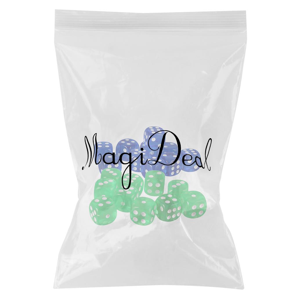 20pcs Acrylic Six Sided D6 Dices Dies for D&D RPG Party Board Game Accs