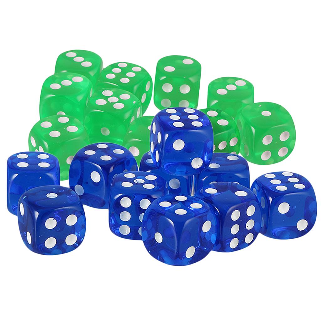 20pcs Acrylic Six Sided D6 Dices Dies for D&D RPG Party Board Game Accs