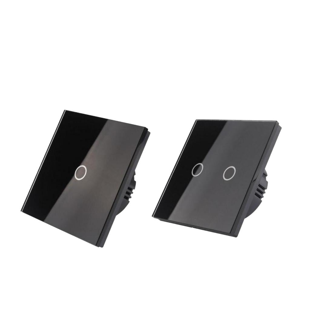 1/2/3 Gang 1/2/3 Way LED Glass Panel Light EU UK Touch Screen Switch Black 1&2 Gang