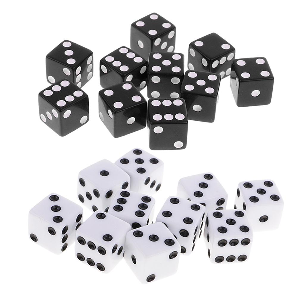 20 Pieces Six Sided Dice Digital Dices Set RPG Playing Game Toy Black White