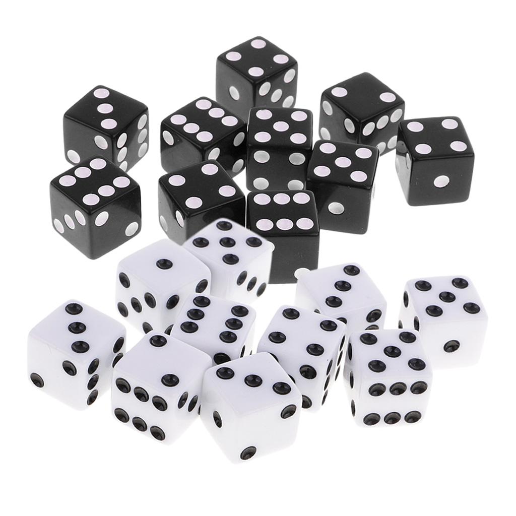20 Pieces Six Sided Dice Digital Dices Set RPG Playing Game Toy Black White