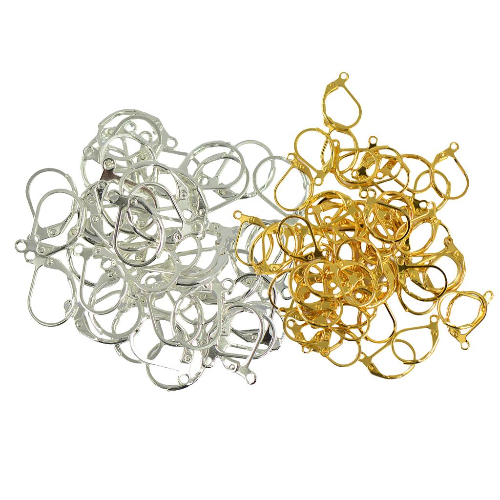 100 Piece Brass French Earring Hook Lever Back Earwires Findings DIY Craft