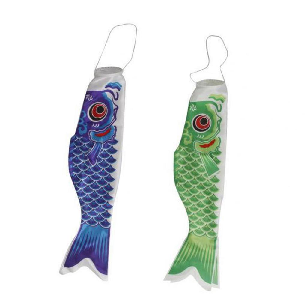 70cm Japanese Windsock Carp Flag Koinobori Sailfish Wind Streamer Blue+Green