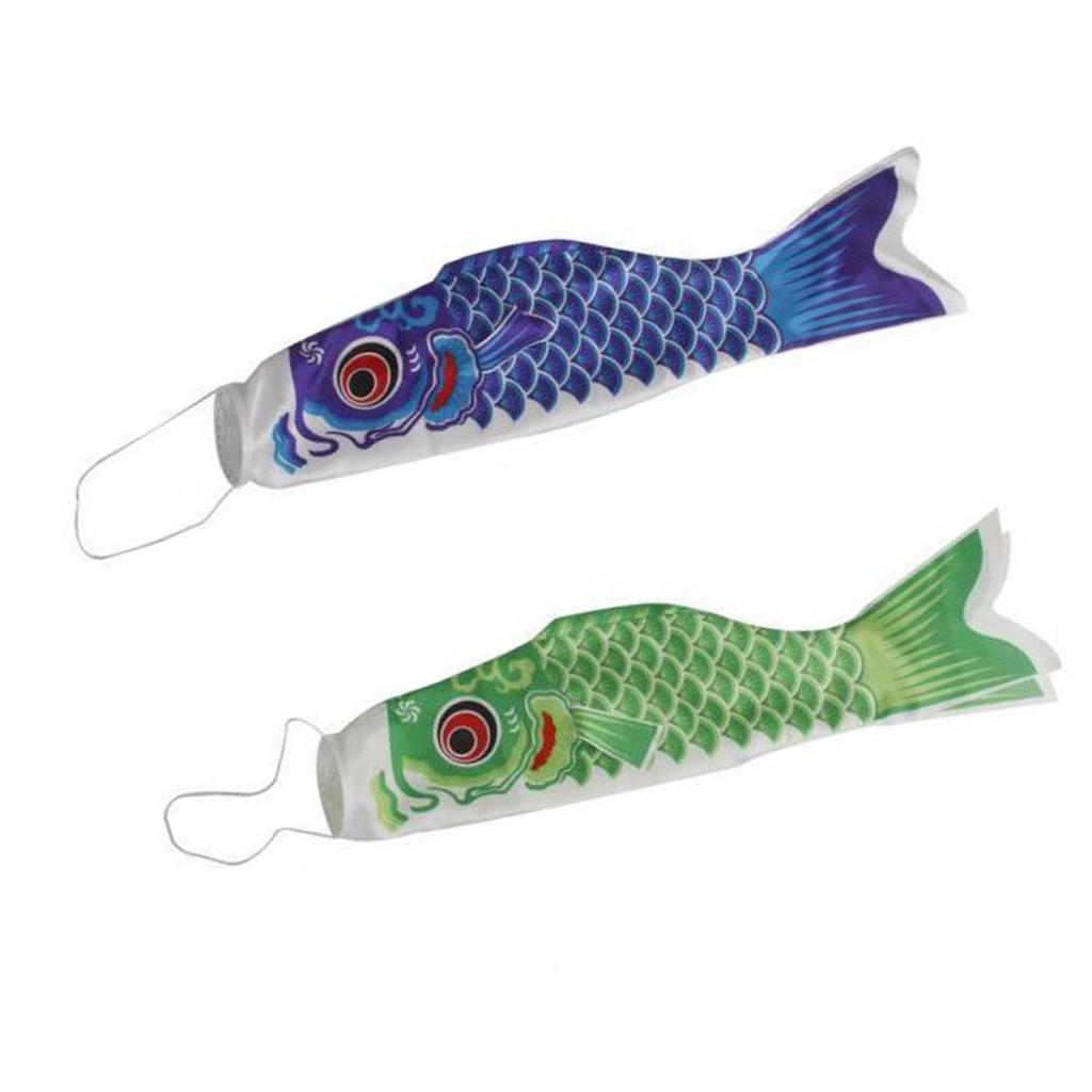 70cm Japanese Windsock Carp Flag Koinobori Sailfish Wind Streamer Blue+Green