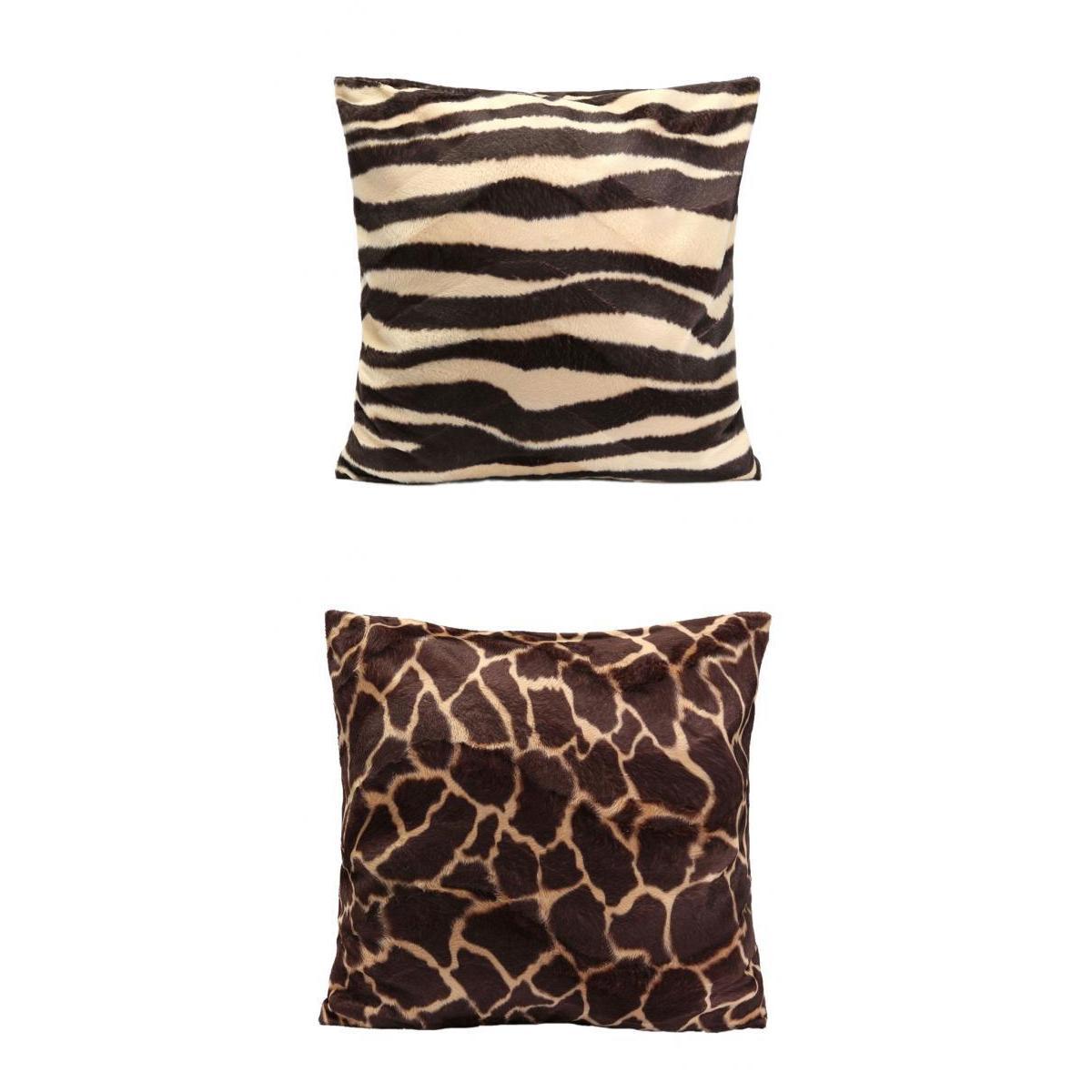 2 Pieces Square Animal Print Pillow Cases Leopard Zebra Sofa Cushion Covers