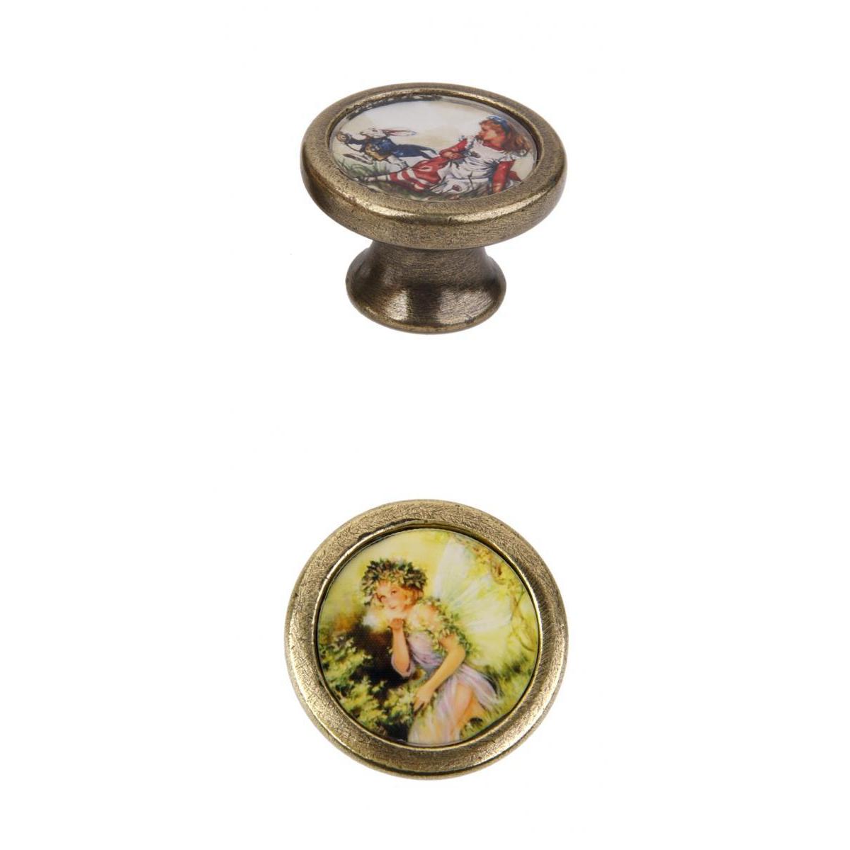 2 Pieces Cartoon Printed Wardrobe Cabinet Door Pull Handle Knobs Hardware