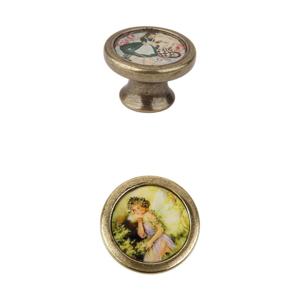 2 Pieces Girl Printed Wardrobe Cabinet Door Pulls Furniture Handles Hardware