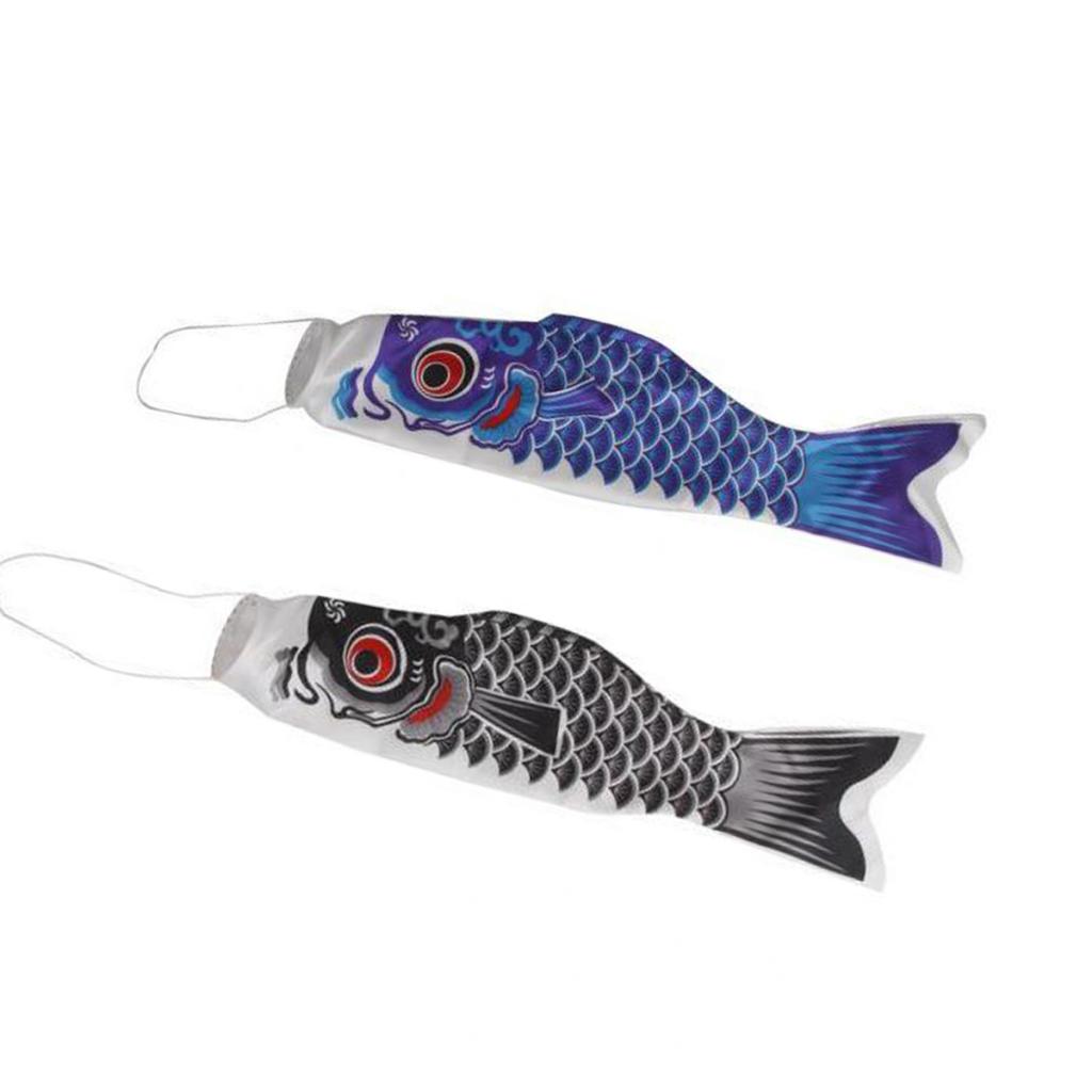 70cm Japanese Windsock Carp Flag Koinobori Sailfish Wind Streamer Black+Blue