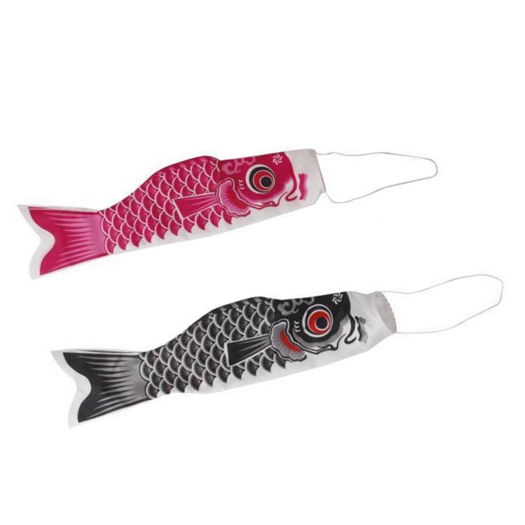 70cm Japanese Windsock Carp Flag Koinobori Sailfish Wind Streamer Black+Pink
