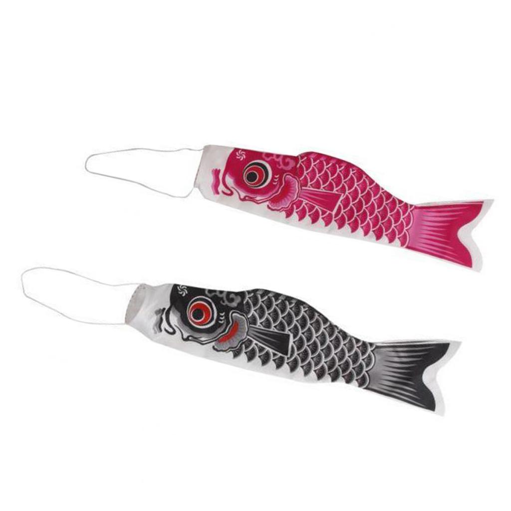 70cm Japanese Windsock Carp Flag Koinobori Sailfish Wind Streamer Black+Pink
