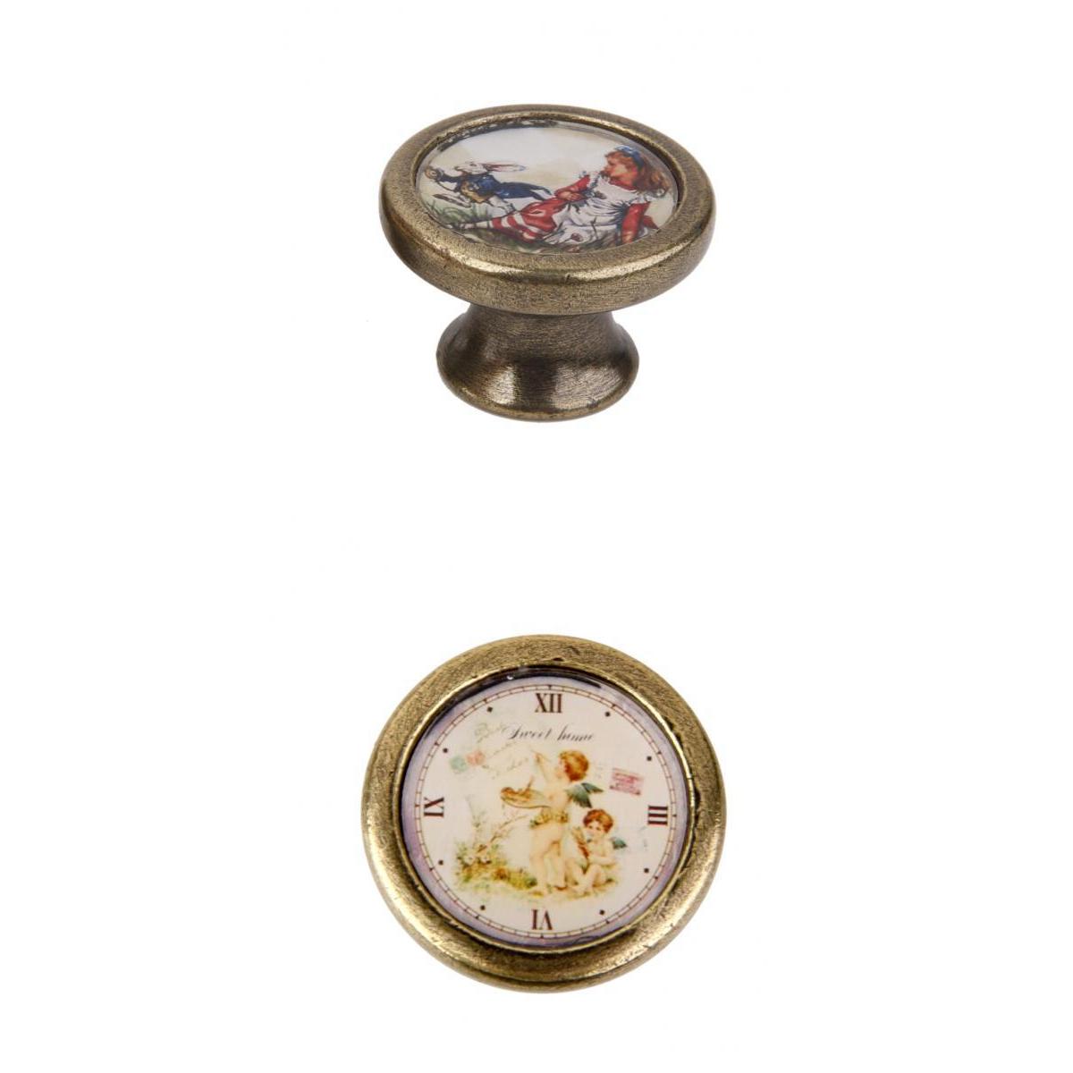 2 Pieces Alice & Angel Print Cabinet Door Drawer Handles Pull Knobs Hardware