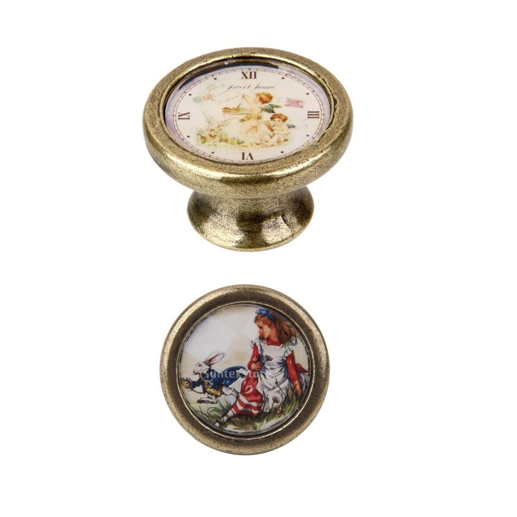 2 Pieces Alice & Angel Print Cabinet Door Drawer Handles Pull Knobs Hardware