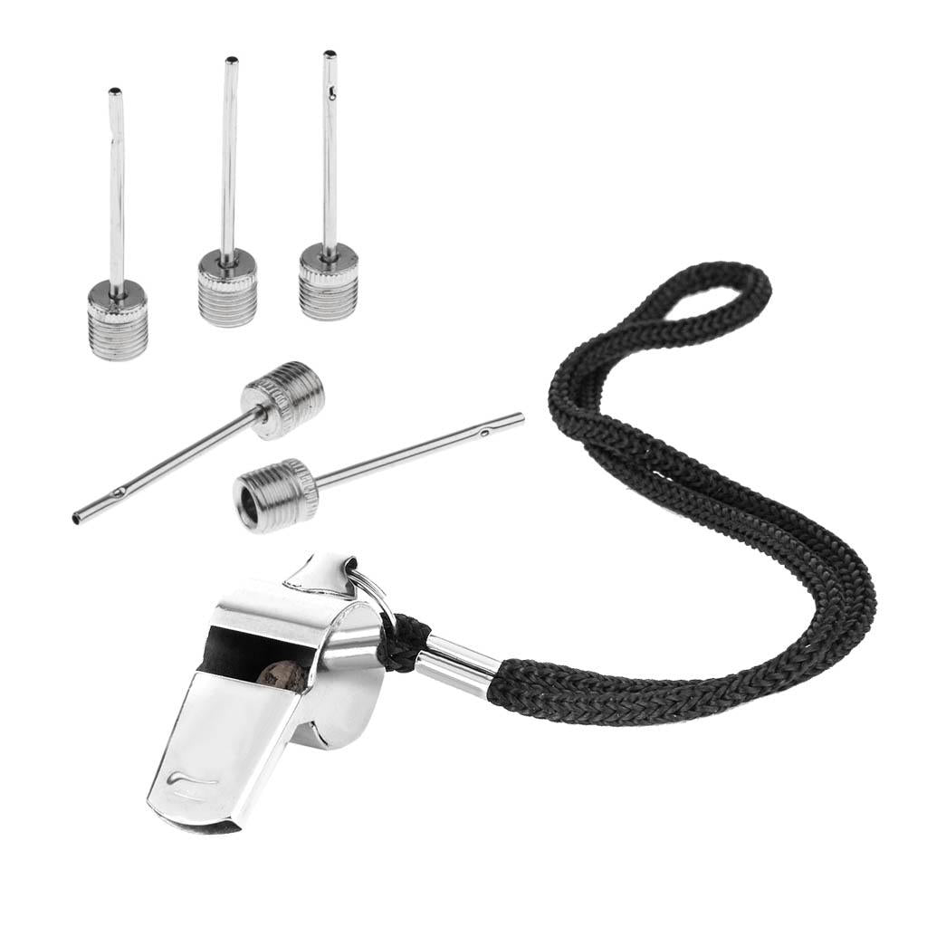 5 Pcs Sports Soccer Basketball Football Ball Pump Needle + 1 pcs Whistle