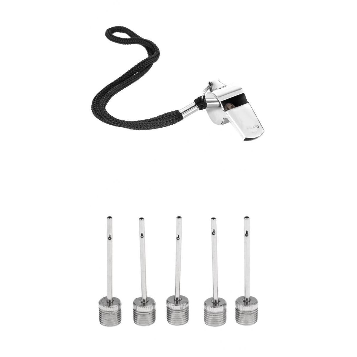 5 Pcs Sports Soccer Basketball Football Ball Pump Needle + 1 pcs Whistle
