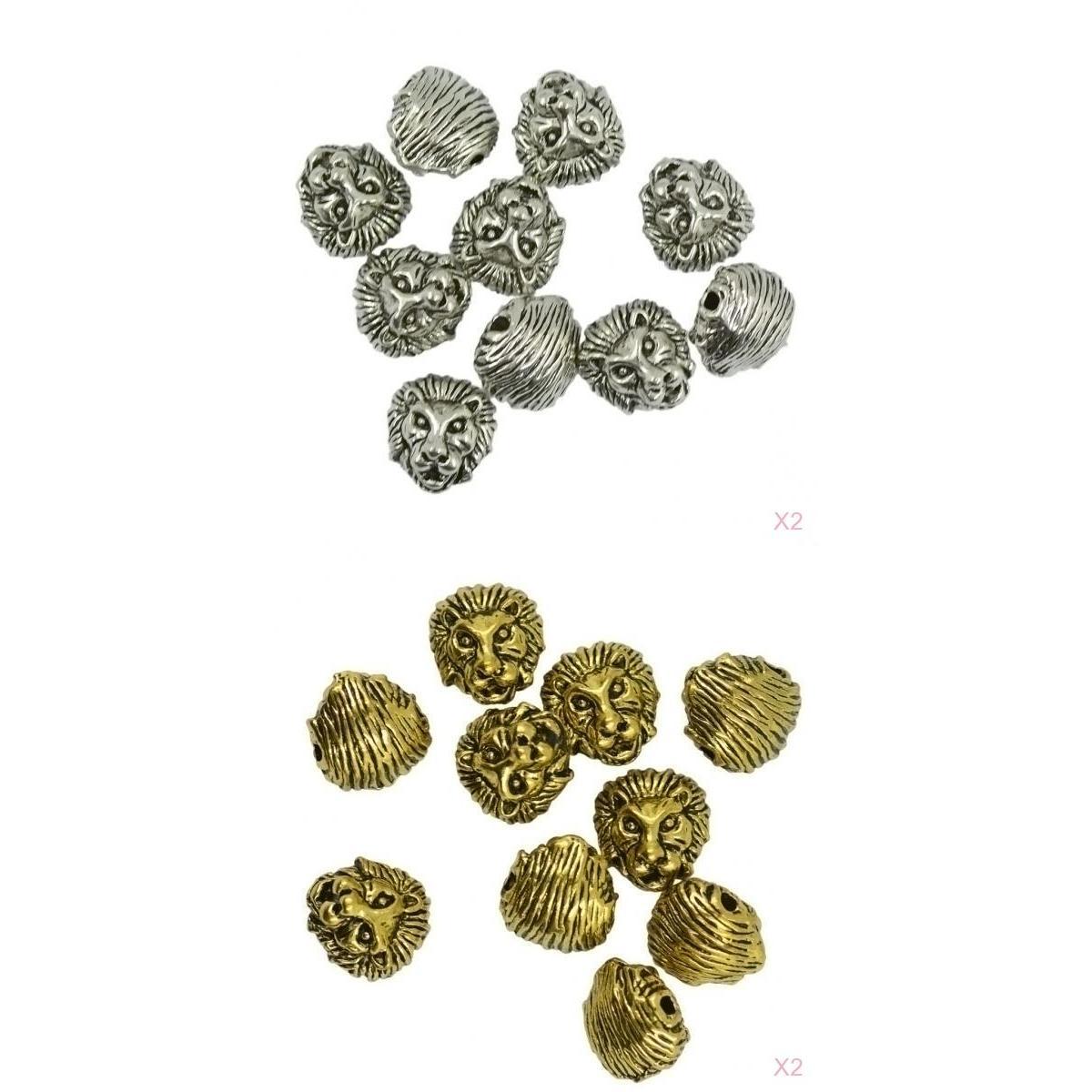 20pcs Antique Metal 3D Lion Head DIY Jewelry Making Charms Necklace Beads