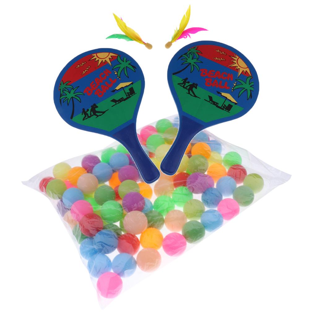 100pcs Table Tennis Balls Beer Ping Pong Cat Balls + Beach Tennis Racquets