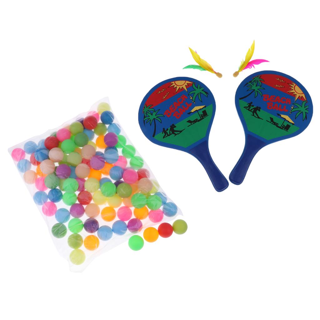 100pcs Table Tennis Balls Beer Ping Pong Cat Balls + Beach Tennis Racquets