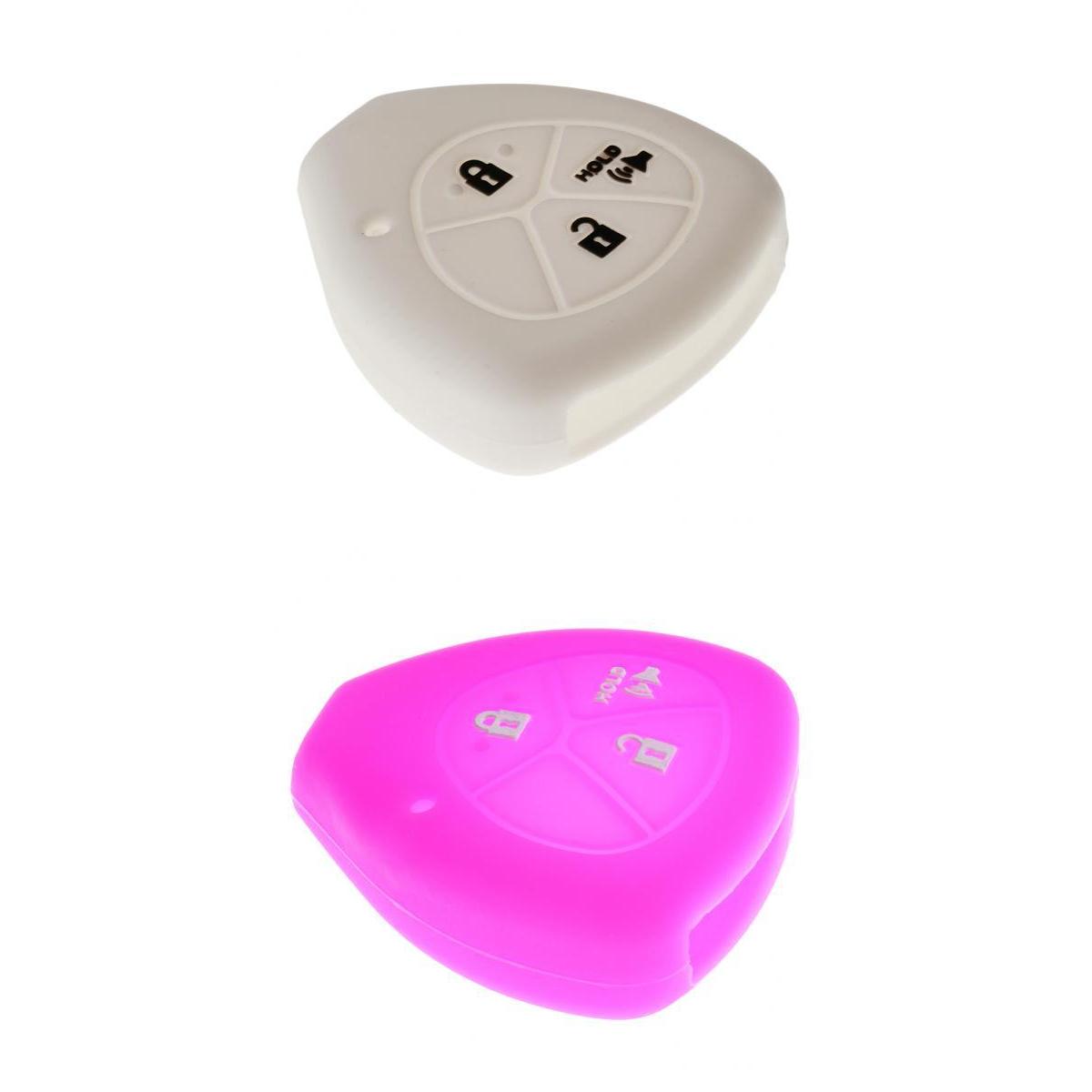 2 Pieces White Purple Car Key Case Shell Protector Silicone for