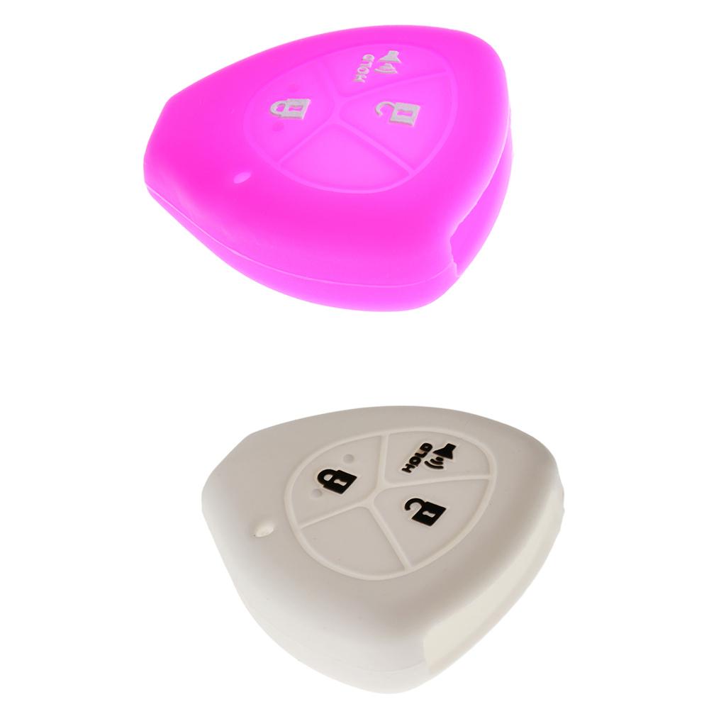 2 Pieces White Purple Car Key Case Shell Protector Silicone for
