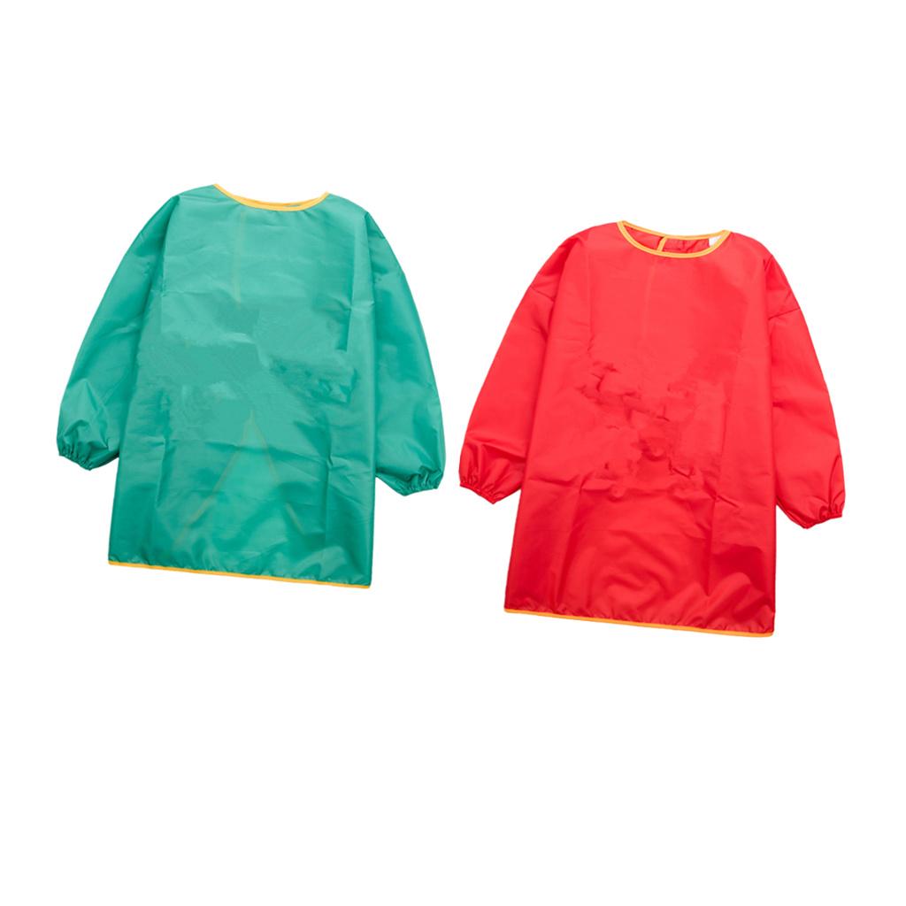 2 Pieces Children Kids Long Sleeve Apron Drawing Painting Waterproof Smock S