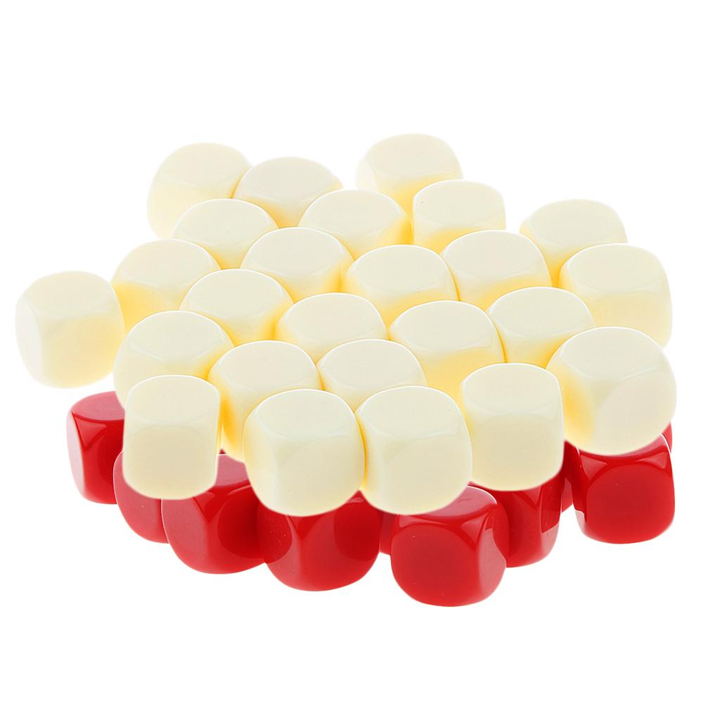 50Pieces Opaque Blank Six Sided Dice D6 for D&D RPG Gaming Red and Beige