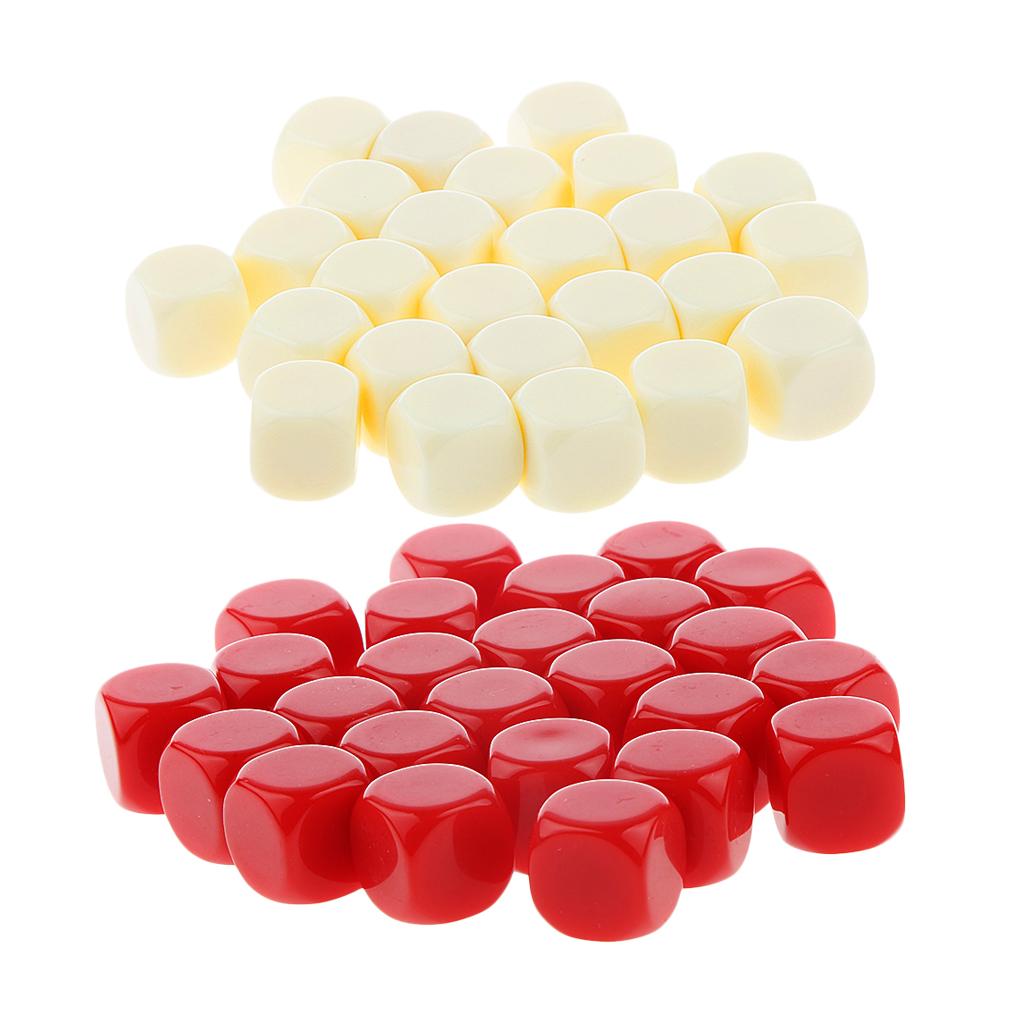 50Pieces Opaque Blank Six Sided Dice D6 for D&D RPG Gaming Red and Beige
