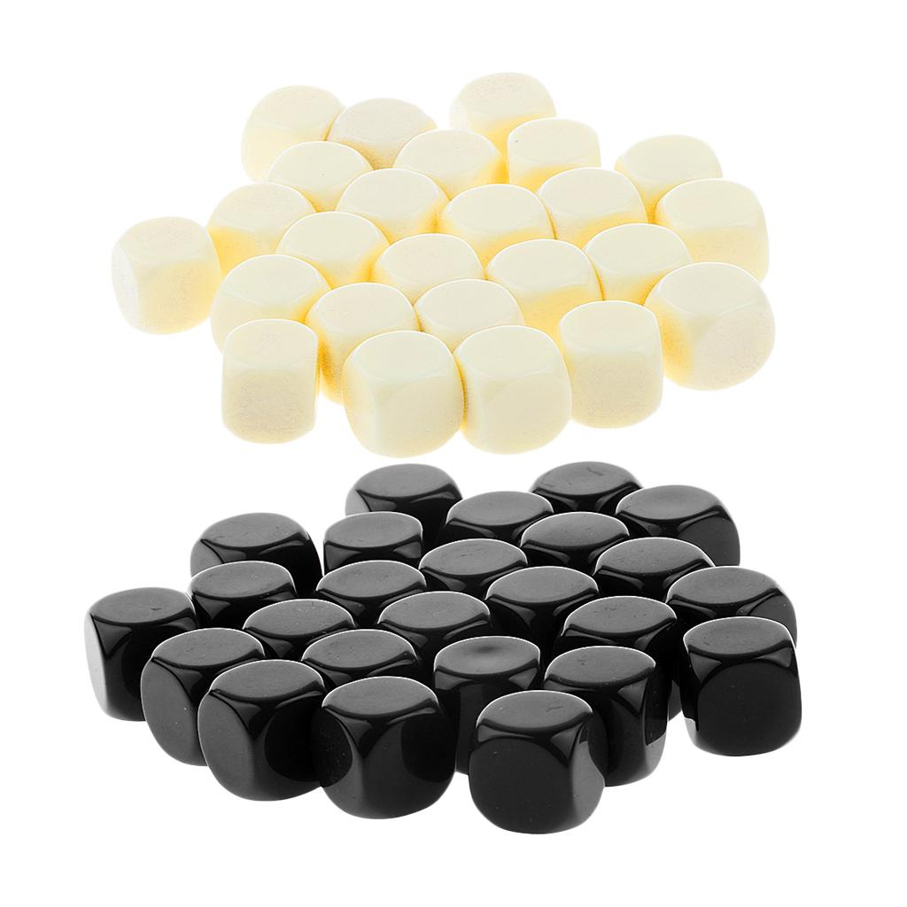 50 Pieces Opaque Blank Six Sided Dice D6 for D&D RPG Gaming Black and Beige