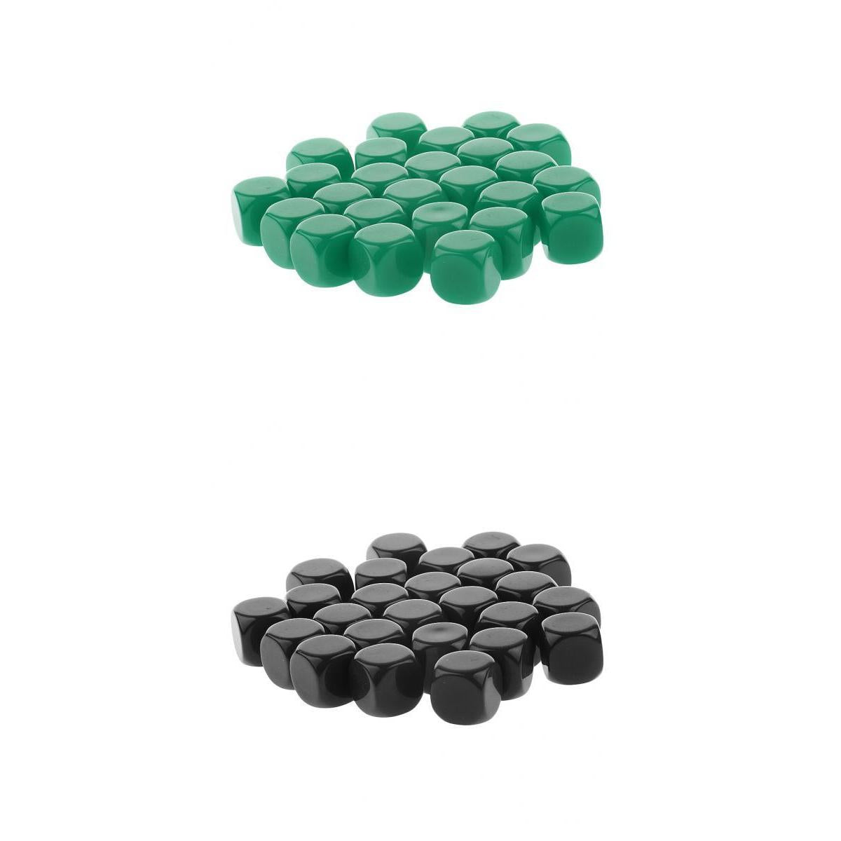 50 Pieces Opaque Blank Six Sided Dice D6 for D&D RPG Gaming Black and Green