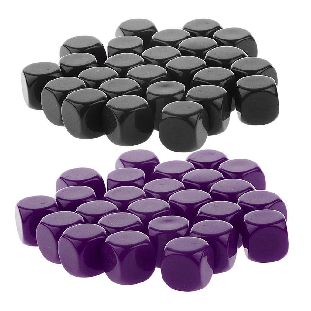 50 Pieces Opaque Blank Six Sided Dice D6 for D&D RPG Gaming Black and Purple
