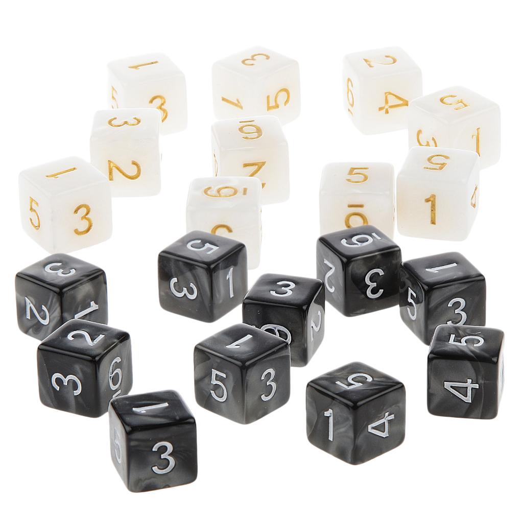 20Piece Six Sided Dice D6 for Playing D&D RPG Party Game Black and White